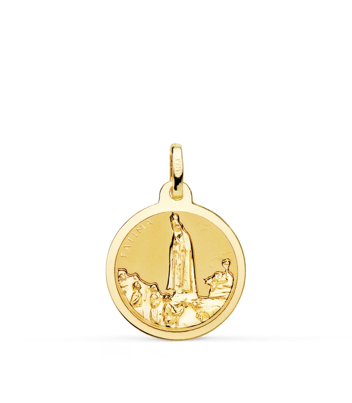 Medalla Virgen de Fátima Oro 18K 18mm Brillo