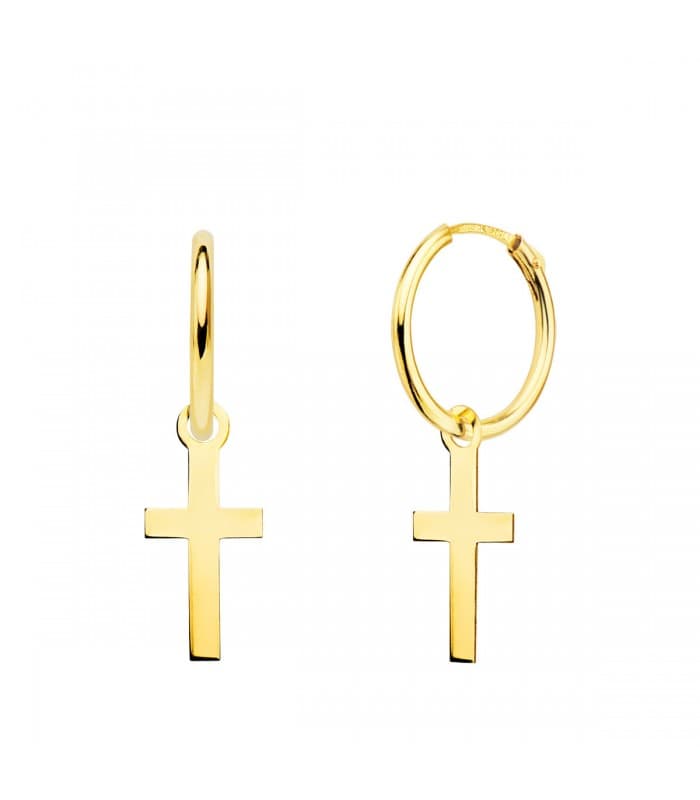 Créoles Croix Or Jaiune 18k