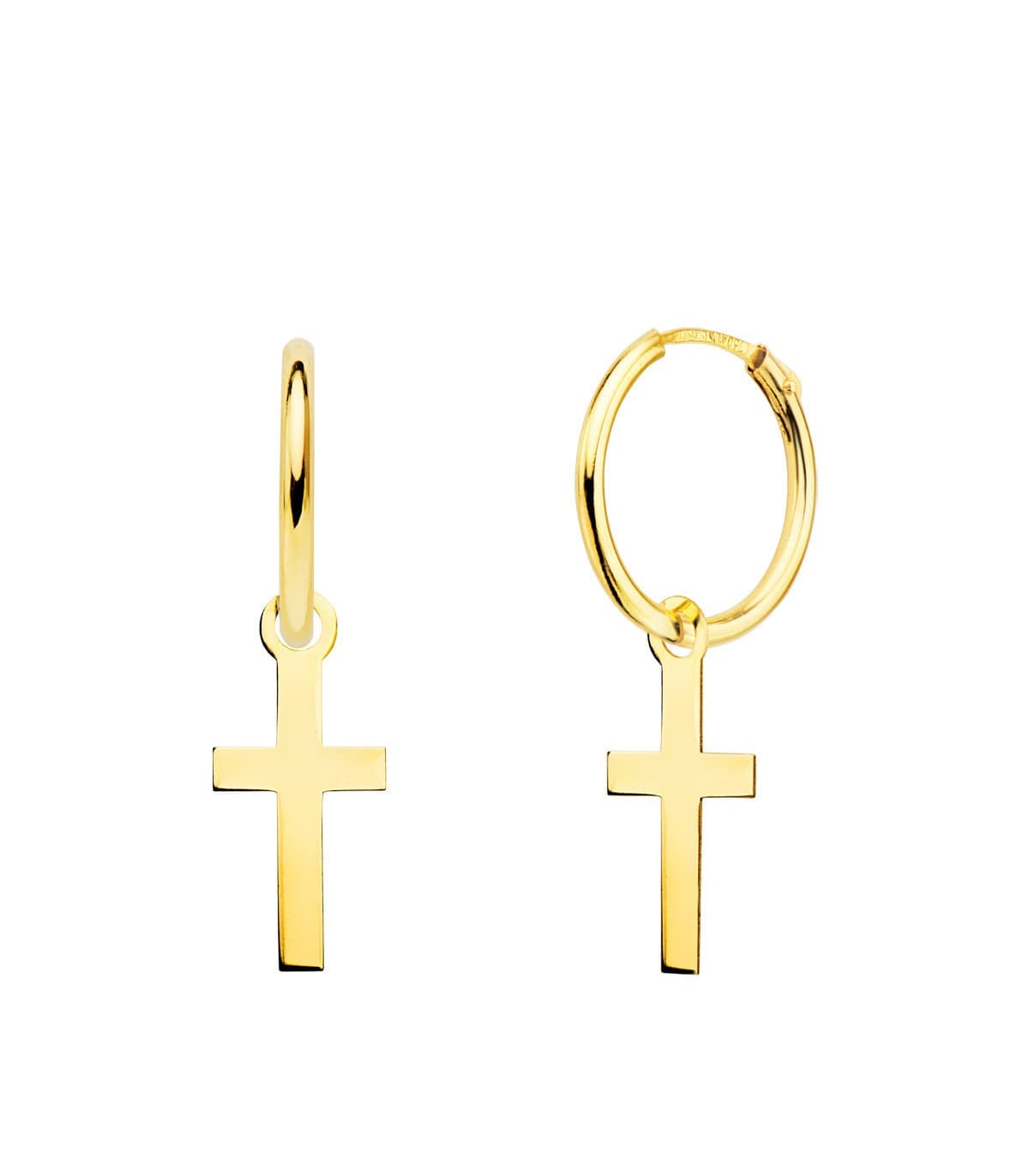Orecchini a cerchio con pendenti Croce oro 18kt