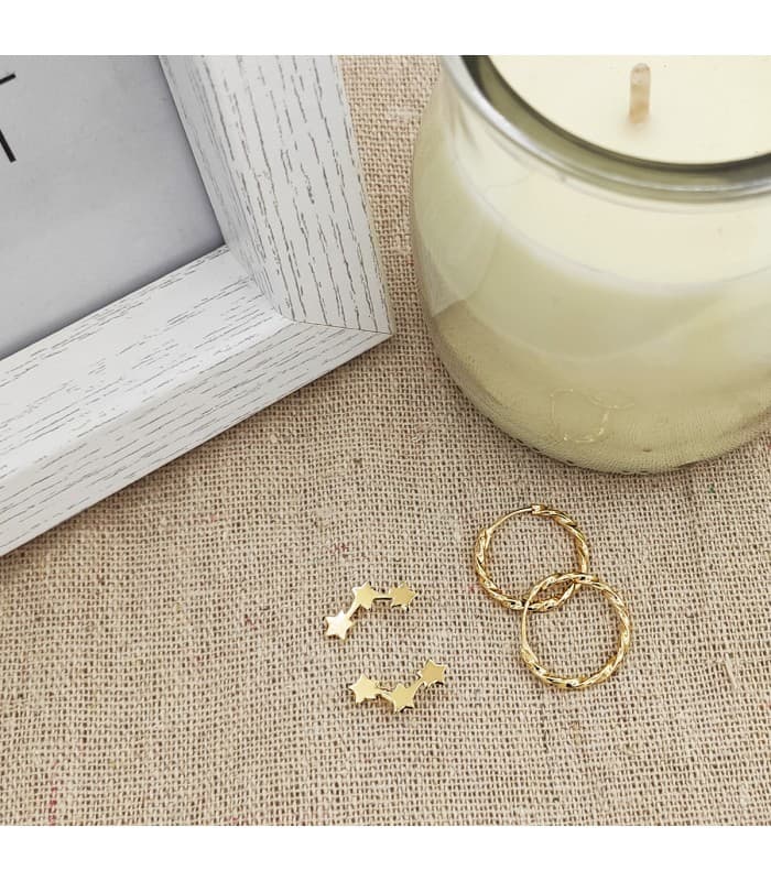 Pendientes aros para mujer - Oro 18 kilates - 16 x 1.5 mm