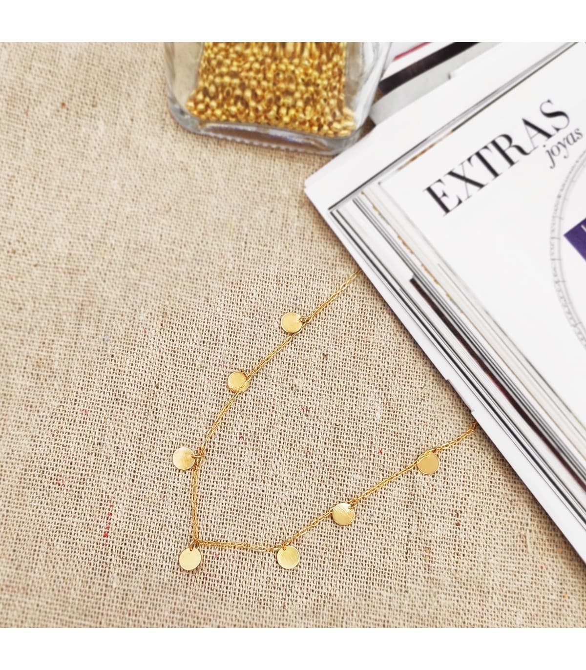 Collar Mujer Chapitas Oro Amarillo 18K 40 cm