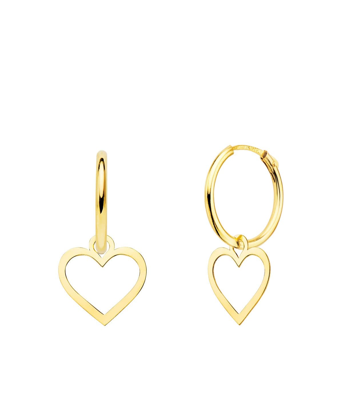 Orecchini a cerchio con pendenti cuori oro 18kt