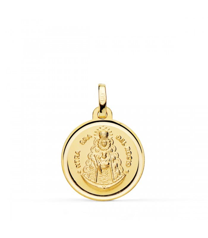 Medalla religiosa Virgen del Rocío Oro 18K Bisel 18 mm colgante personalizado