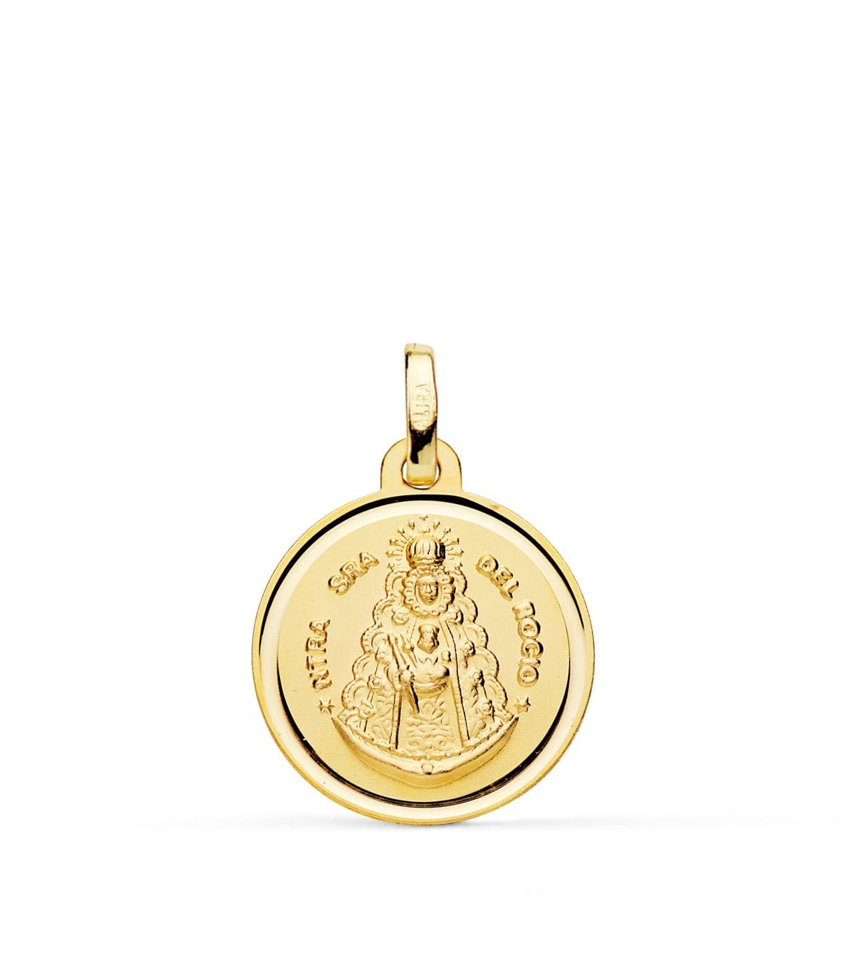 Medalla religiosa Virgen del Rocío Oro 18K Bisel 18 mm colgante personalizado