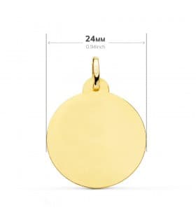 Medalla oro amarillo 18k Virgen del Rocío 24 mm colgante religioso personalizado