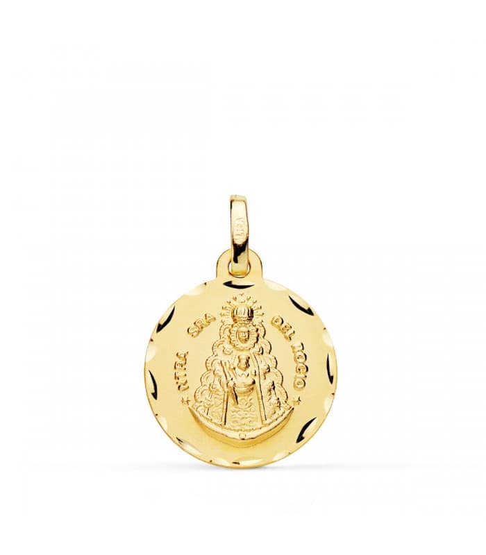 Medalla religiosa Virgen del Rocío Oro 18K Tallada Colgante personalizado 18mm