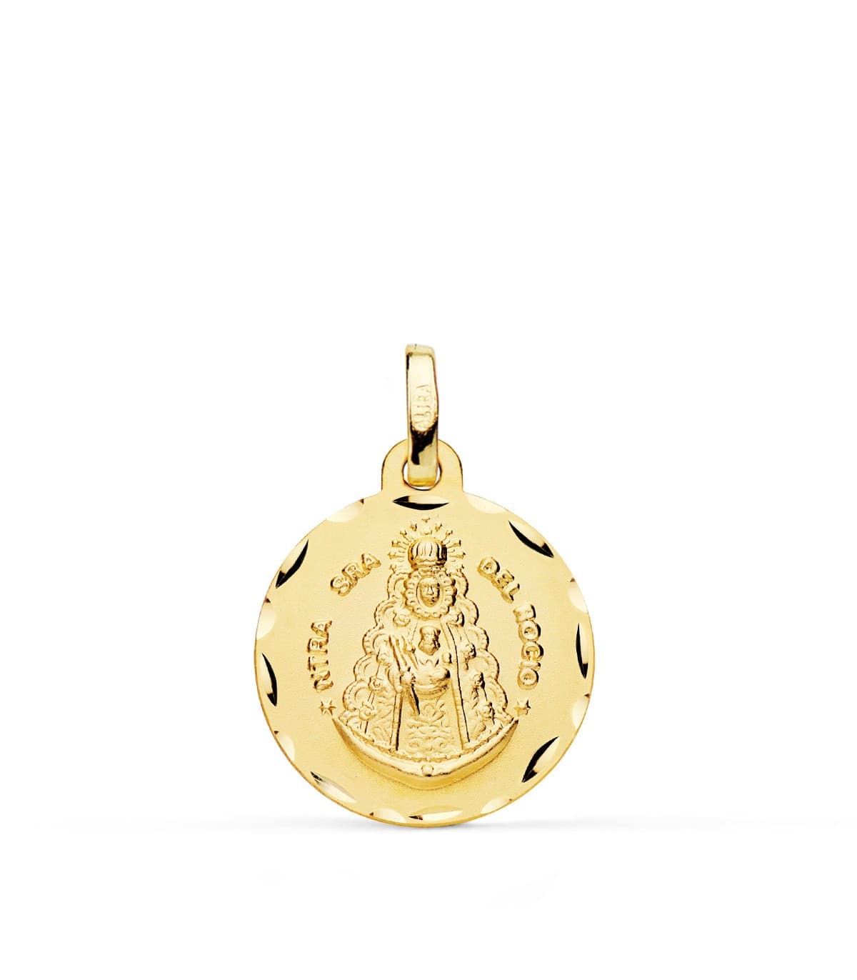 Medalla religiosa Virgen del Rocío Oro 18K Tallada Colgante personalizado 18mm