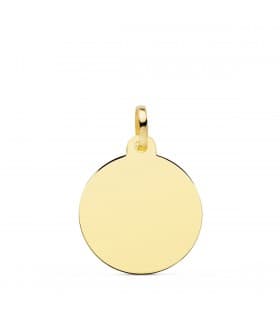 Chapa Redonda Oro 18K 18 mm Brillo colgante personalizado joya con fotografías grabado