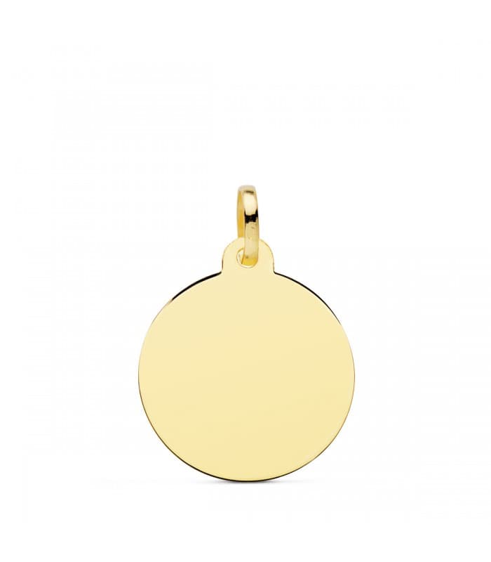Chapa Redonda Oro 18K 18 mm Brillo colgante personalizado joya con fotografías grabado