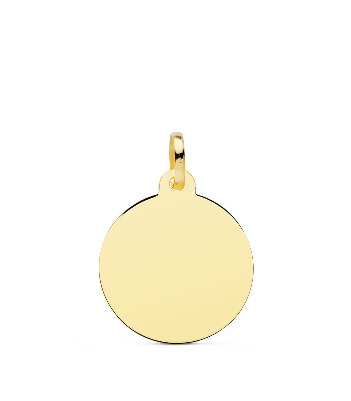 Chapa Redonda Oro 18K 18 mm Brillo colgante personalizado joya con fotografías grabado