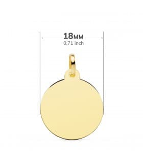 Chapa Redonda Oro 18K 18 mm Brillo colgante personalizado joya con fotografías grabado