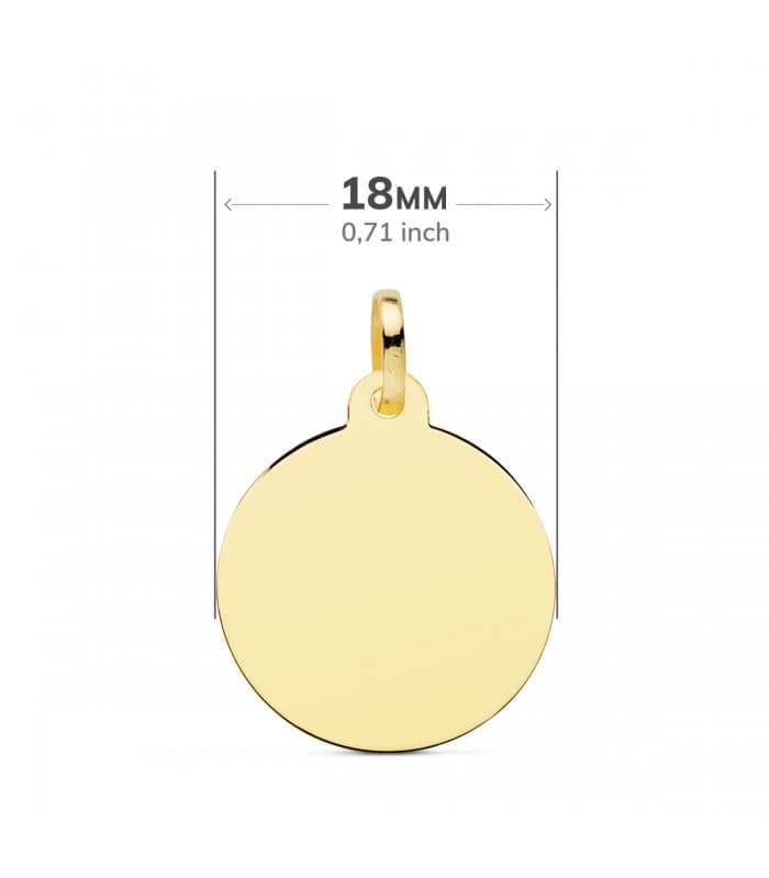 Chapa Redonda Oro 18K 18 mm Brillo colgante personalizado joya con fotografías grabado