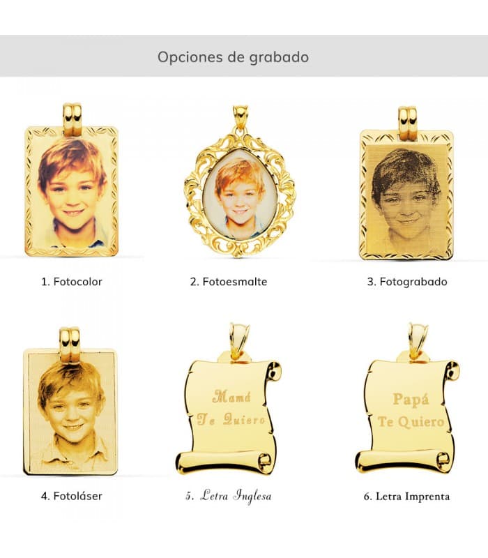 Chapa Redonda Oro 18K 24 mm Brillo colgate personalizado joya con fotografia