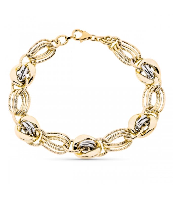 Pulsera Mujer Olesia Oro Bicolor 9K Eslabones