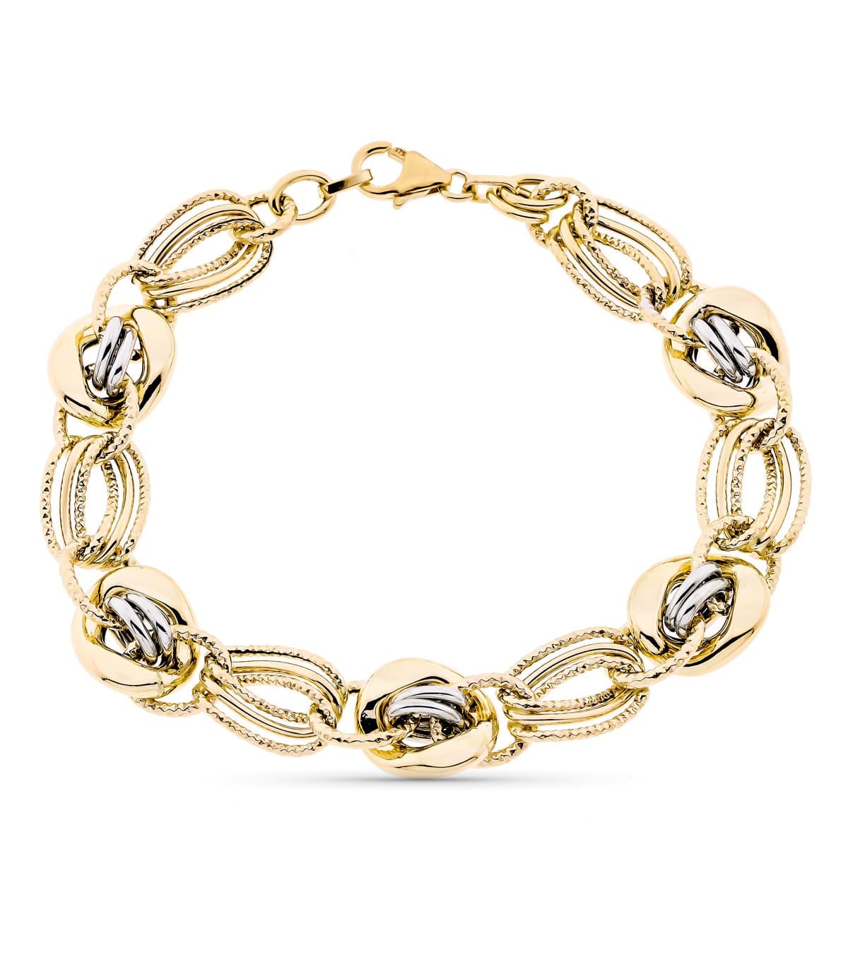 Pulsera Mujer Olesia Oro Bicolor 9K Eslabones