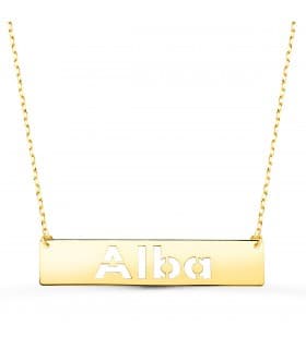 Collar nombre personalizado barra Oro Amarillo 18K M