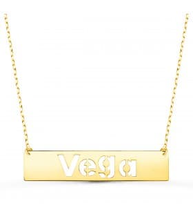 Collar nombre personalizado barra Oro Amarillo 18K M