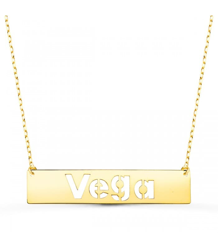 Collar nombre personalizado barra Oro Amarillo 18K M