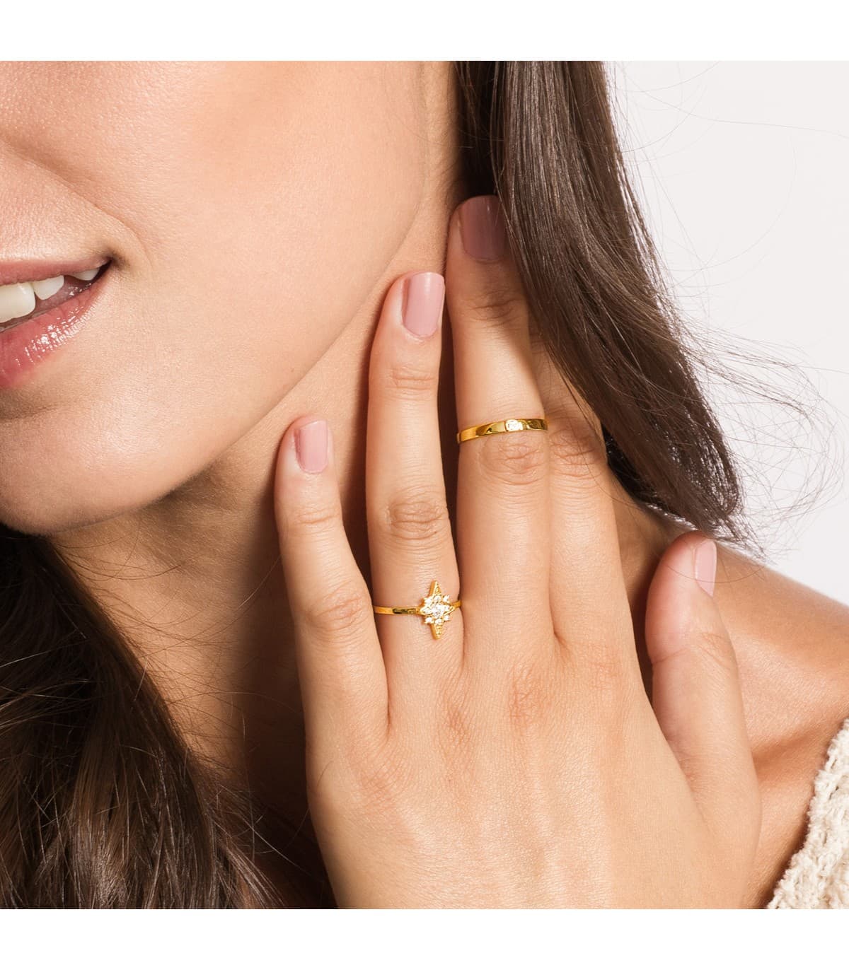 Sortija mujer oro amarillo 18K Rosa de los vientos