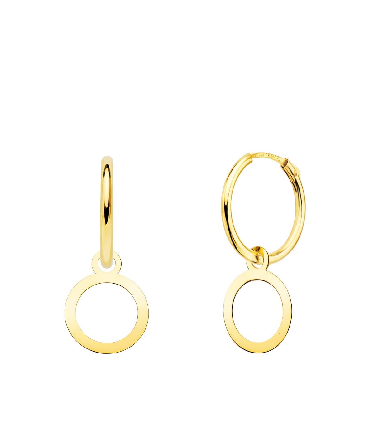 Orecchini a cerchio con pendenti tondi oro 18kt