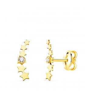 Pendientes Trepadores Petit Estrellas Oro 18K