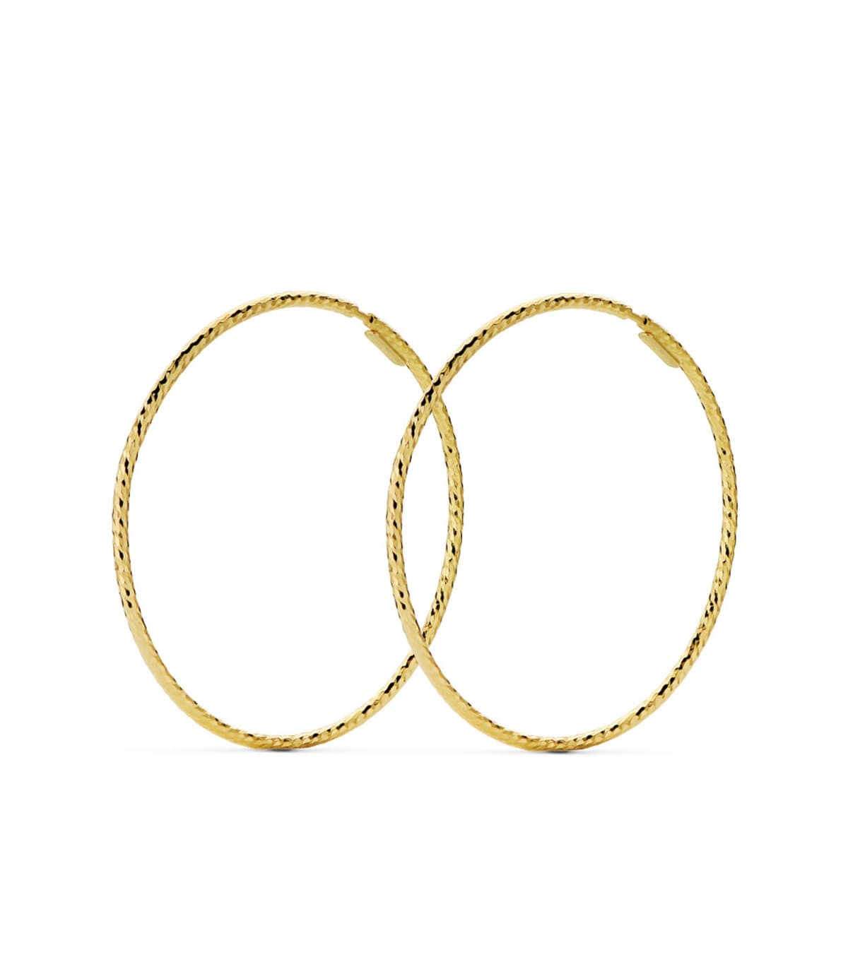 Orecchini a cerchio da donna di 4 cm, finitura diamantati - 18 carati