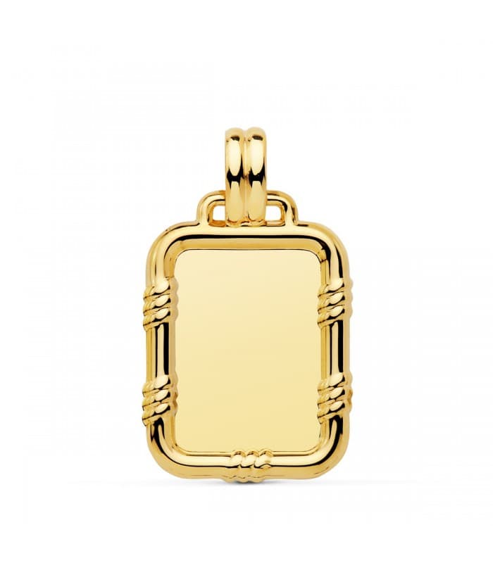 Pendentif Plaque Rectangulaire avec Bords 18K