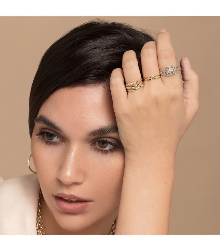 Sortija Oro amarillo 18K Trenza anillo trenzado de oro moderno