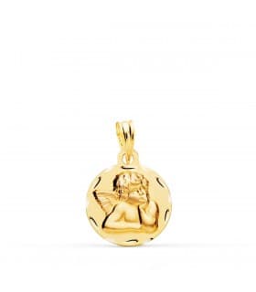 Medaglia angelo Raffaello in oro 18 kt lavorata 14mm