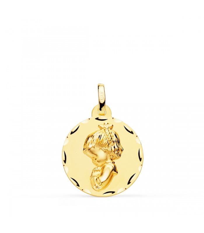 Médaille Vierge Prière Facetté Or 18K 18MM