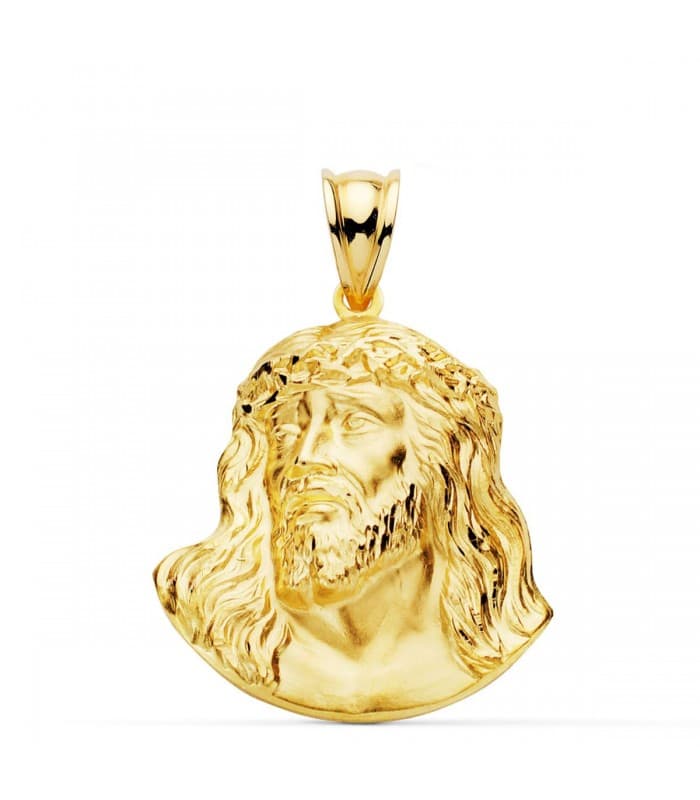 comprar joyas online - Cristo Santo rostro 24x22mm colgante religioso oro 18K
