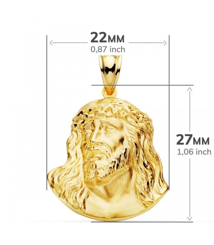comprar joyas online - Cristo Santo rostro 24x22mm colgante religioso oro 18K