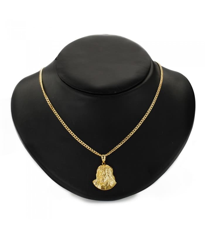 comprar joyas online - Cristo Santo rostro 24x22mm colgante religioso oro 18K