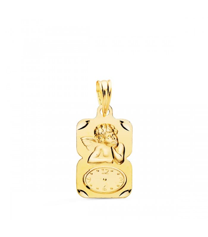 Medalla  ángel y reloj diseño oro 18ktes