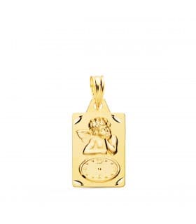 Medalla  ángel y reloj rectangular oro 18ktes