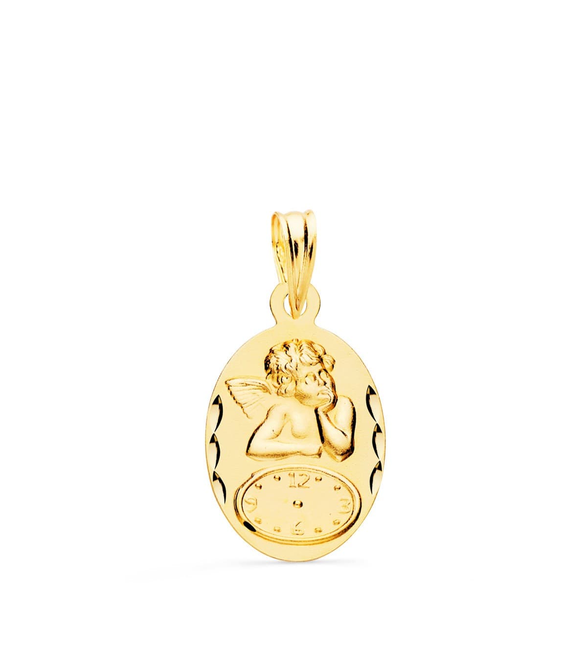Medalla  ángel  y reloj oval oro 18ktes