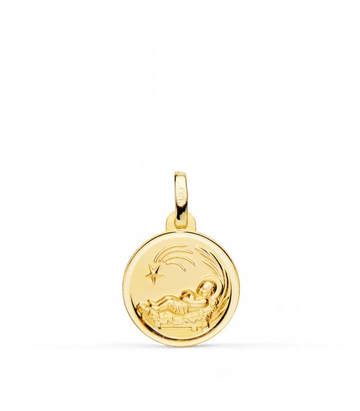 Médaille Enfant de la Crèche or 18K 14mm Biseauté