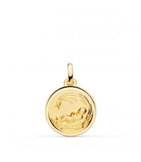 Medalla niño del pesebre grande oro 18ktes - medalla religiosa - medalla nacimiento niño Jesús