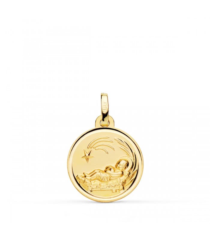 Medaglia di Gesù bambino in oro giallo 750 e 16 mm, regalo di nascita o di battesimo