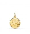 Medalla niño del pesebre oro 18K 16mm Bisel
