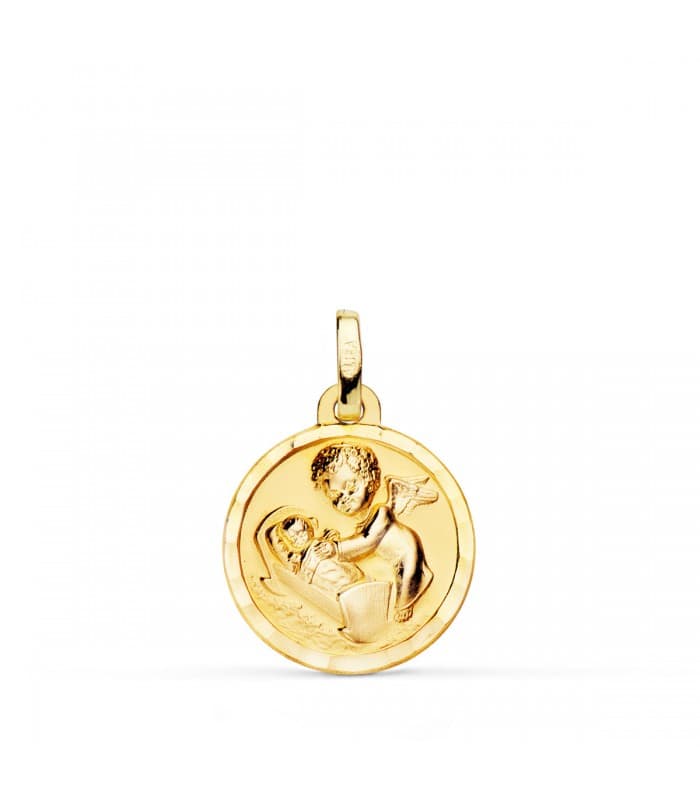 Medalla Ángel de la Guarda Dulces Sueños Oro 18k 15 mm