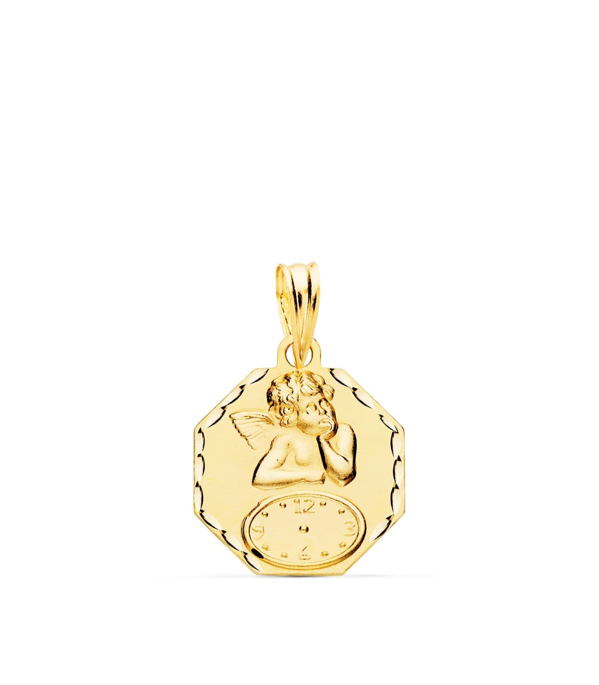 Medalla  ángel  y reloj octogonal oro 18ktes