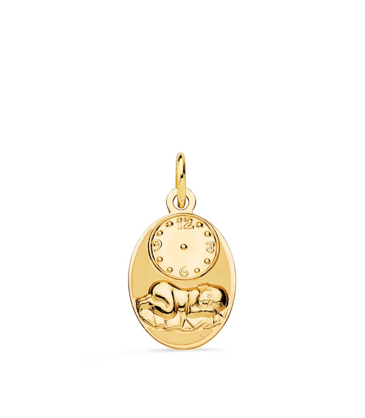 Medalla  niño y reloj oval grande oro 18ktes