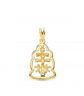 Pendentif Croix Caravaca Entouré Or 18K 20 mm