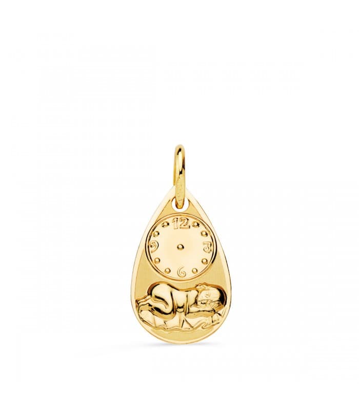 Médaille enfant et horloge goutte or 18carats