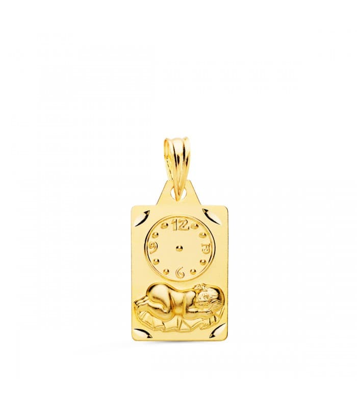 Medalla niño y reloj rectangular oro 18ktes