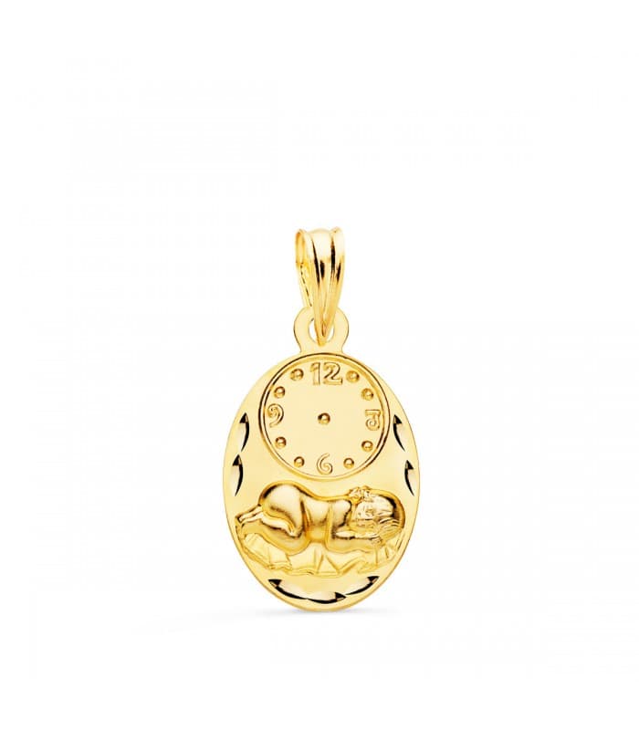 Medalla  niño  y reloj oval oro 9ktes