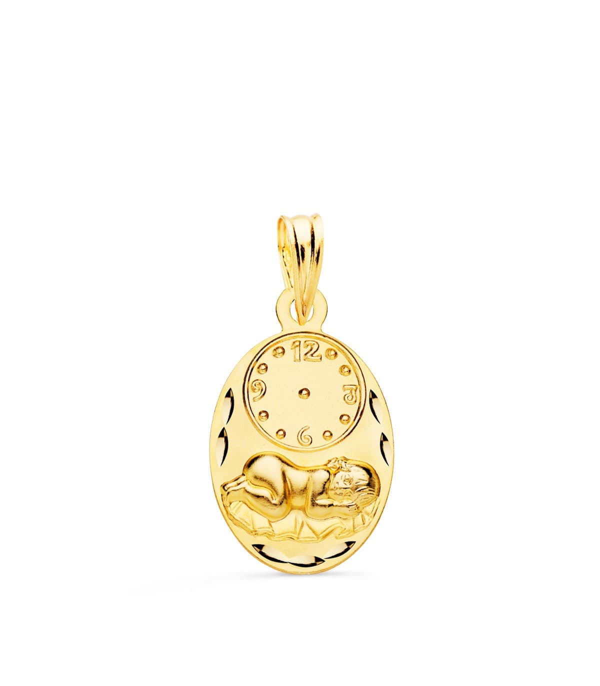 Medalla  niño  y reloj oval oro 9ktes