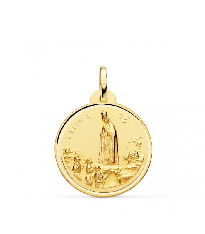 Medalla Virgen de Fátima Oro 18K 22mm Bisel