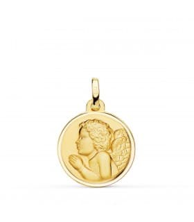 Medaglia Oro 18kt Angioletto in preghiera 18mm
